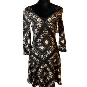 Charlotte Russe Black and Cream Geometric Dress